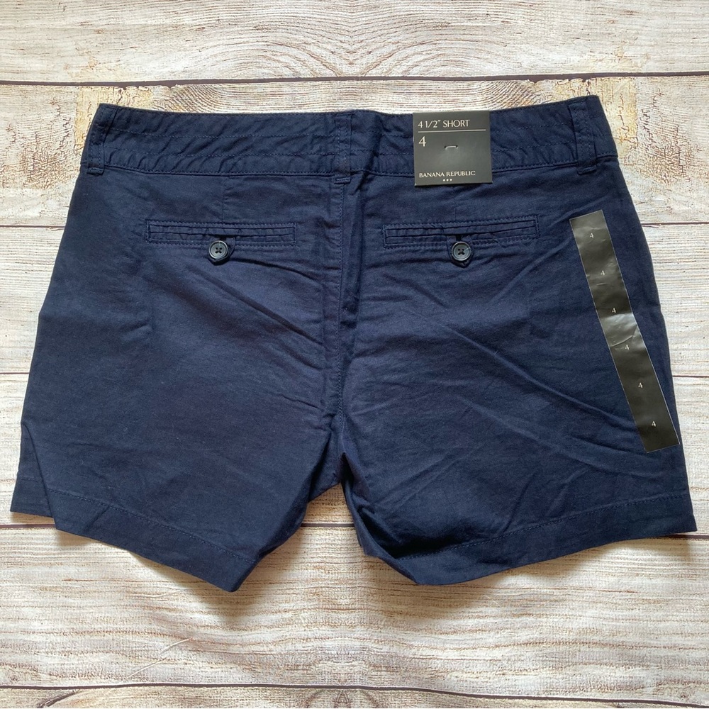 Banana Republic Factory Linen Blend Shorts NWT Women’s Size 4 Navy Blue - Picture 2 of 4